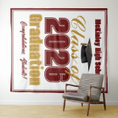 Tenture Maroon Gold Class of 2026 Graduation Photo Booth (En situation (horizontale))