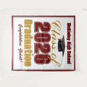 Tenture Maroon Gold Class of 2026 Graduation Photo Booth (Devant (Horizontal))