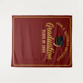 Tenture Maroon Gold Custom Graduation Party Photo Booth (Devant (Horizontal))
