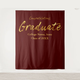 Tenture Marron Or Script Félicitations Diplômé
