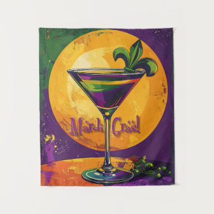 Tenture Martini Fleur de Lis Mardi Gras Milieu du Siècle C