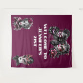 Tenture Mascarade boule rose noir masques argent fuchsia (Devant (Horizontal))