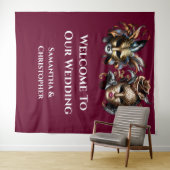 Tenture Mascarade masques visage de bal marié couple éléga (En situation (horizontale))