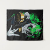 Tenture Masque à gaz toxique : Flammes de néon (Devant (Horizontal))