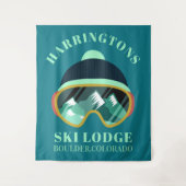 Tenture Masque de ski à nom et lieu personnalisés (Devant)