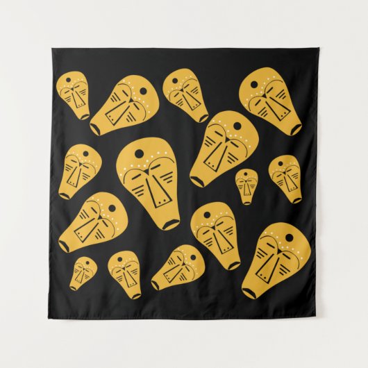 Tenture Masque de tatouage tribal autochtone Abstrait (Devant)