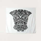 Tenture Masque Tiki Blanc Et Noir (Devant (Horizontal))