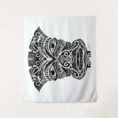 Tenture Masque Tiki Blanc Et Noir (Devant)