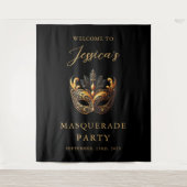 Tenture Masquerade Black Gold Bienvenue (Devant)