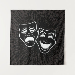 Tenture Masques de Comédie et de Tragédie Noir et Blanc In