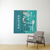 Tenture Massachusetts Night Cityscape | Boston City (En situation (horizontale))