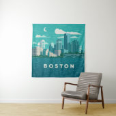 Tenture Massachusetts Night Cityscape | Boston City (En situation)
