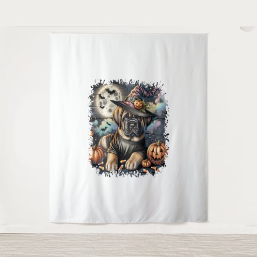 Tenture Mastiff Chien Halloween Carré (Devant)