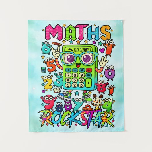 Tenture Maths Rockstar Cute Calculator Poster for Kids (Devant)