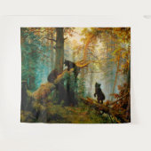 Tenture Matin dans une forêt de pins Ours avec oursons Shi (Devant (Horizontal))