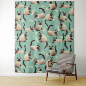 Tenture Mauvais chats siamois frapper des trucs (En situation)