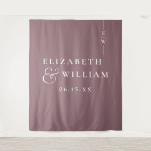 Tenture Mauve Minimaliste Monogramme Mariage