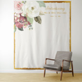 Tenture Mauve rose Floral Gold Edge Mariage fond photo (En situation)