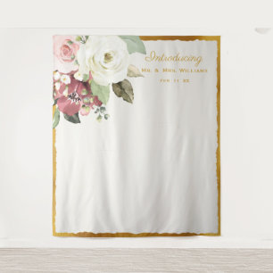 Tenture Mauve rose Floral Gold Edge Mariage fond photo