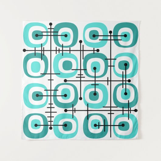 Tenture MCM Abstrait Motif du milieu du siècle Turquoise (Devant)