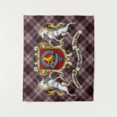 Tenture McPherson Clan Badge & Unicorns avec Tartan (Devant)