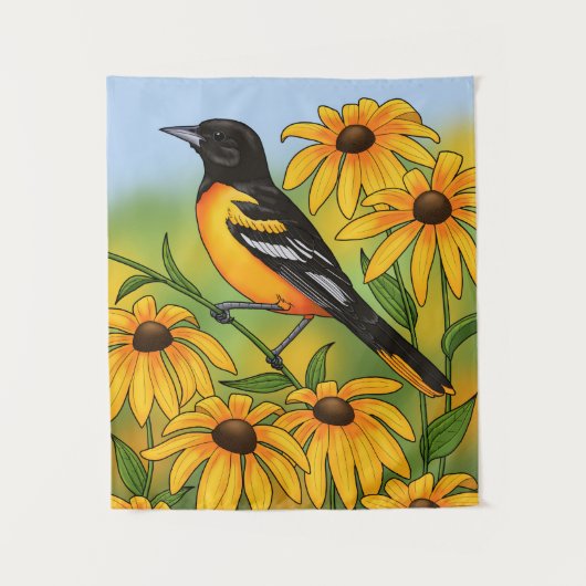 Tenture MD State Bird Oriole & Black eyed Susan Flower (Devant)