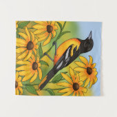 Tenture MD State Bird Oriole & Black eyed Susan Flower (Devant (Horizontal))