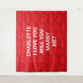 Tenture Me demanderas-tu en mariage cœurs rouges texte per (Devant)