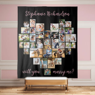 Tenture Me marierez-vous Heart Photo Collage fond