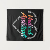 Tenture Médicale Assistant Coeur Mot Cloud Aquarelle (Devant (Horizontal))