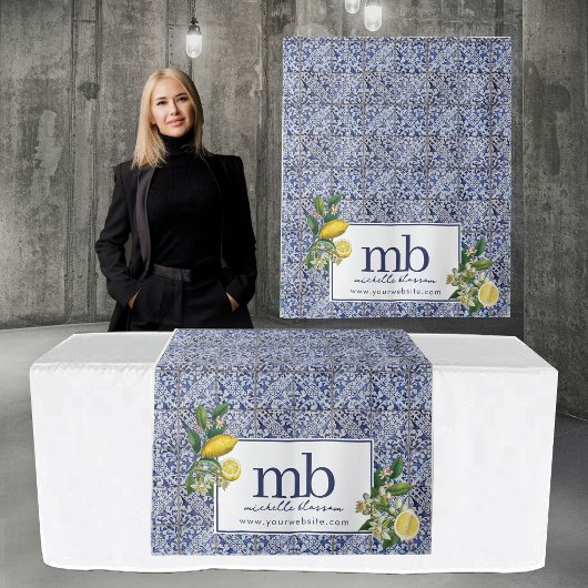 Tenture Mediterranean Lemons Business Table Runner Banner