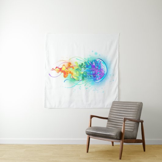 Tenture Méduse arc-en-ciel (En situation (horizontale))