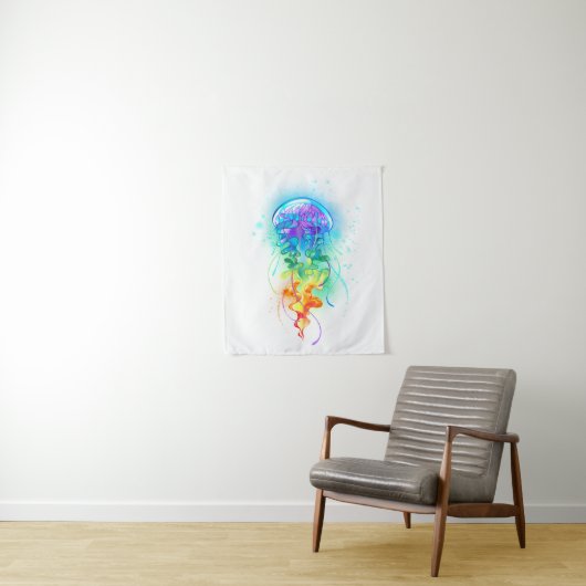 Tenture Méduse arc-en-ciel (En situation)