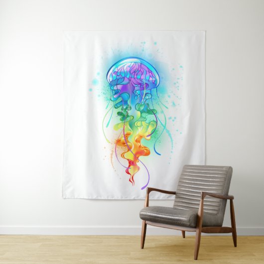 Tenture Méduse arc-en-ciel (En situation)