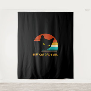 Tenture Meilleur Chat Papa Jamais Vintage T Chemise Black