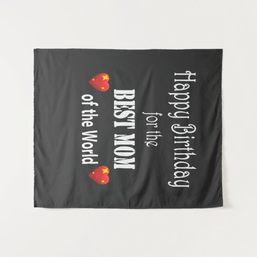 Tenture Meilleur design d'anniversaire pour maman (Devant (Horizontal))