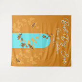 Tenture Meilleur Jour Gold Aqua Monarch Mariage papillon (Devant (Horizontal))