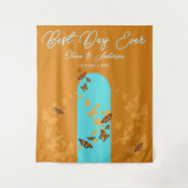 Tenture Meilleur Jour Gold Aqua Monarch Mariage papillon (Devant)