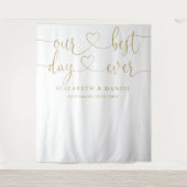 Tenture Meilleur Jour Gold Heart Script Mariage Photo fond (Devant)