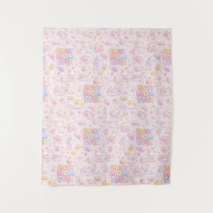Tenture Meilleure Maman Ever Motif Pastel Kawaii
