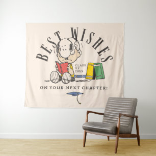 Tenture Meilleurs vœux de fin d'études Snoopy lisant Peanu