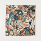 Tenture Mélange bohème de fleurs turquoises, magenta, viol (Devant (Horizontal))