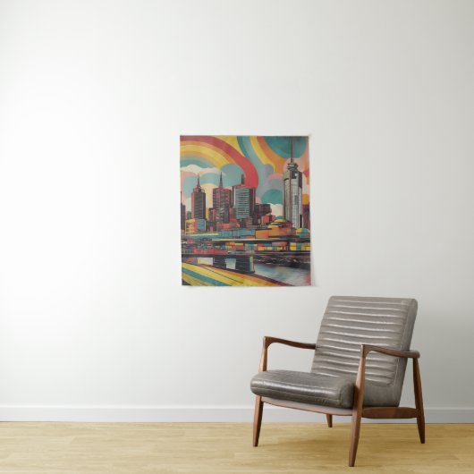 Tenture Melbourne poster vintage (En situation)