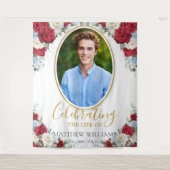 Tenture Mémorial funéraire bleu bleu bleu rouge (Devant)