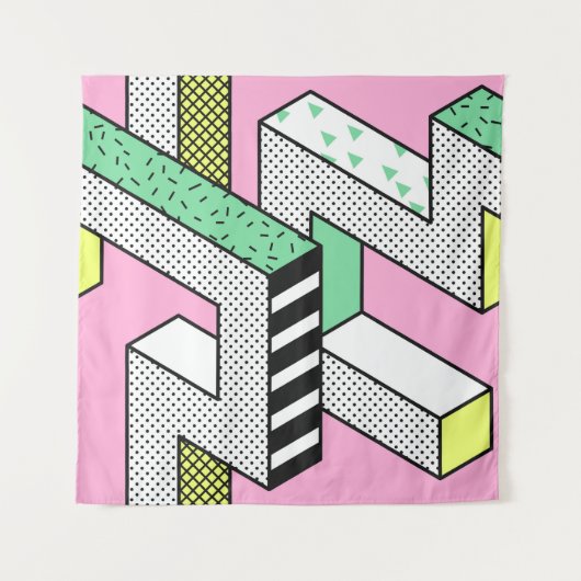 Tenture Memphis Abstrait : formes géométriques des années (Devant)