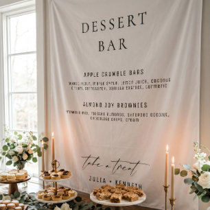Tenture Menu de dessert personnalisé tissu de mariage