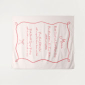 Tenture Menu Mariage de tissu rouge et rose de la boîte de (Devant (Horizontal))