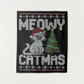 Tenture Meowy Catmas Knitted Cat Tapestry (Devant)