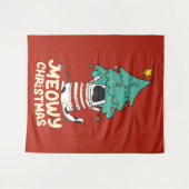 Tenture Meowy Christmas Funny Amoureux des chats (Devant (Horizontal))