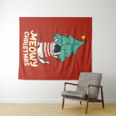 Tenture Meowy Christmas Funny Amoureux des chats (En situation (horizontale))